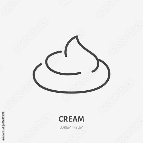 Foam line icon, vector pictogram of moisturizing cream. Skincare illustration, sign for cosmetics packaging