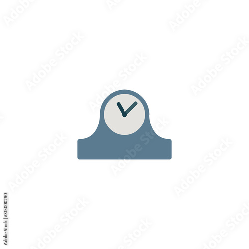 Mantelpiece Clock Flat Vector Icon. Isolated Mantle, Mantel Clock Emoji, Emoticon, Illustration - Vector
