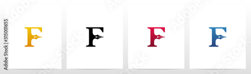 Pen Head On Letter Logo Design F