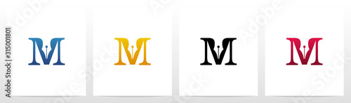 Pen Head On Letter Logo Design M