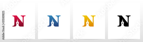 Pen Head On Letter Logo Design N