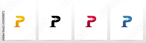 Pen Head On Letter Logo Design P