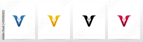 Pen Head On Letter Logo Design V