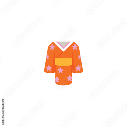 Kimono Flat Vector Icon. Isolated Kimono, Japanese Women Wear Illustration - Vector
