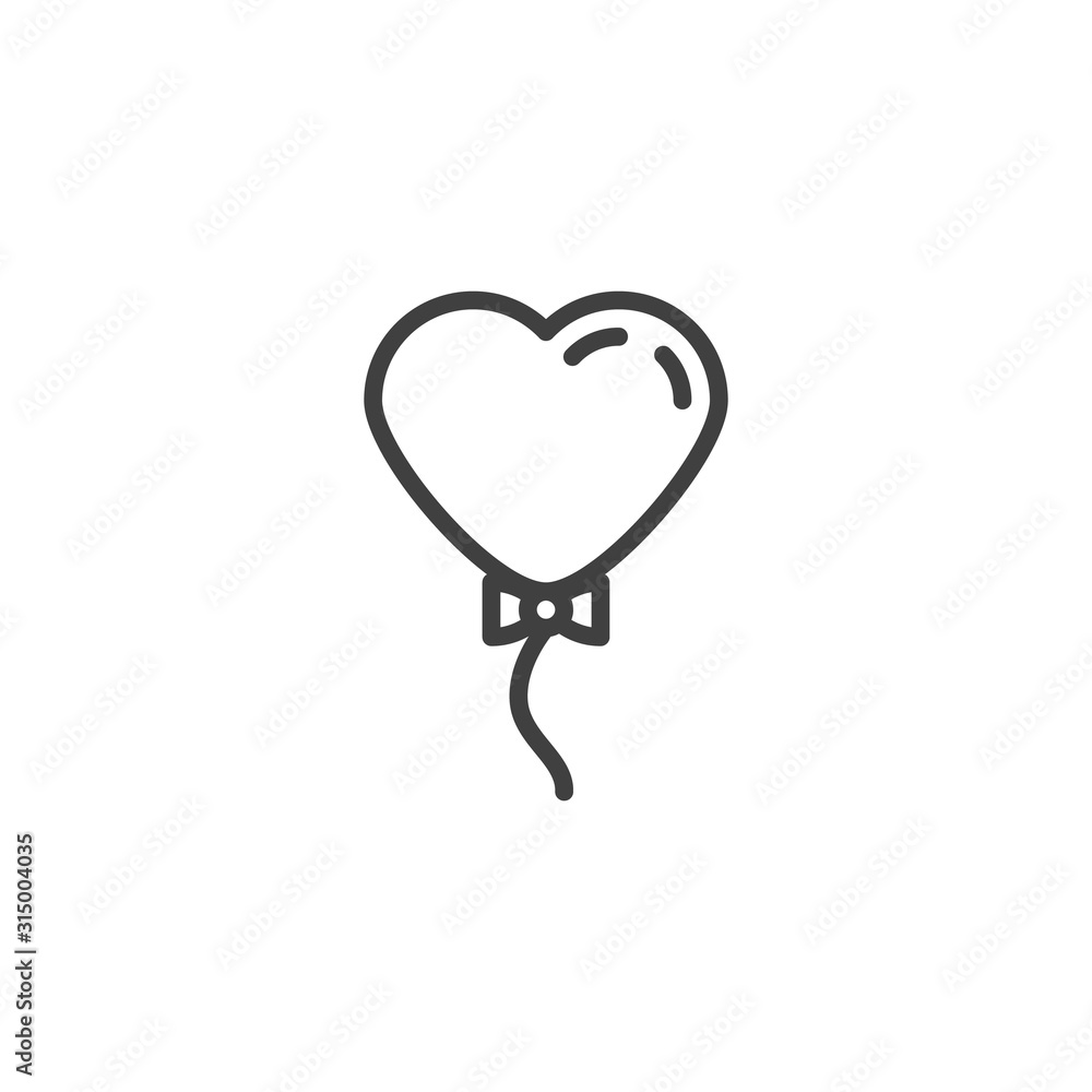 Heart balloon line icon. linear style sign for mobile concept and web design. Heart shaped balloon outline vector icon. Valentine's Day symbol, logo illustration. Vector graphics Heart balloon line icon. linear style sign for mobile concept and web design. Heart shaped balloon outline vector icon. Valentine's Day symbol, logo illustration. Vector graphics