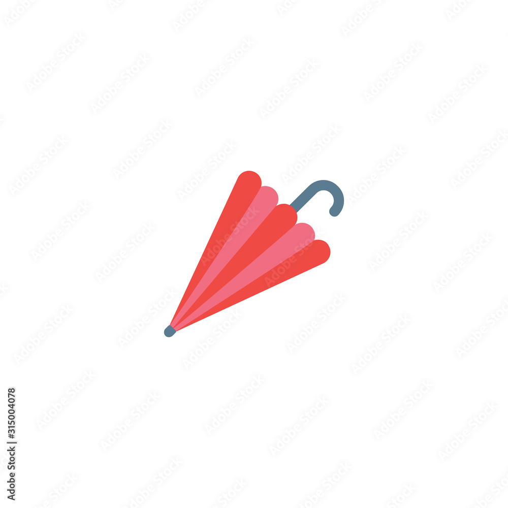 Umbrella flat vector Icon. Isolated closed red emoji illustration Stock