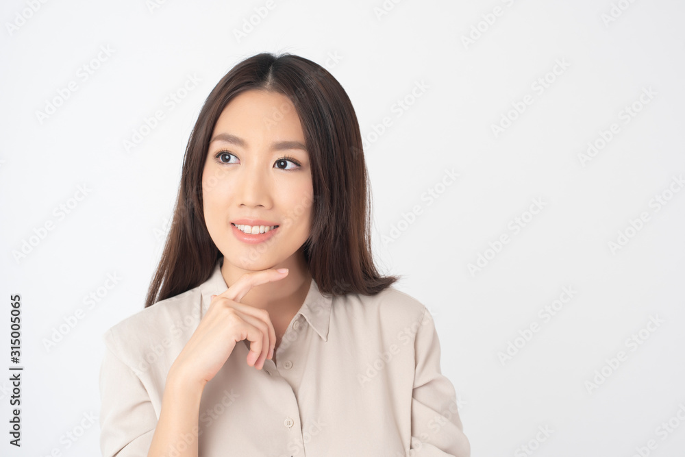 Attractive Asian woman portrait on white background Attractive Asian woman portrait on white background