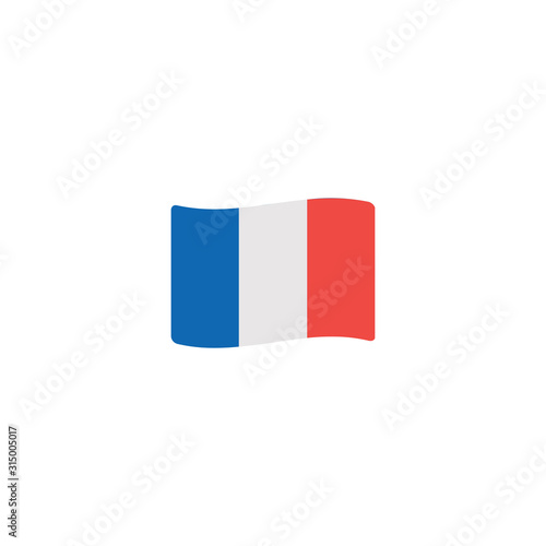 France Waving Vector Flag flat vector Icon. Isolated French waving flag emoji illustration