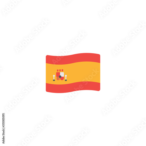 Spain flag flat vector Icon. Isolated Spanish Waving Flag emoji illustration