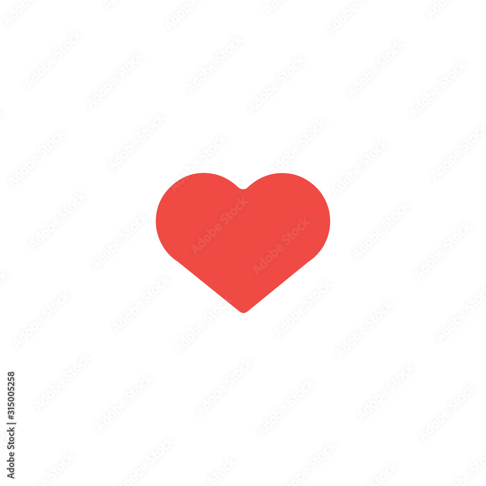 Red heart flat vector Icon. Isolated heart emoji illustration