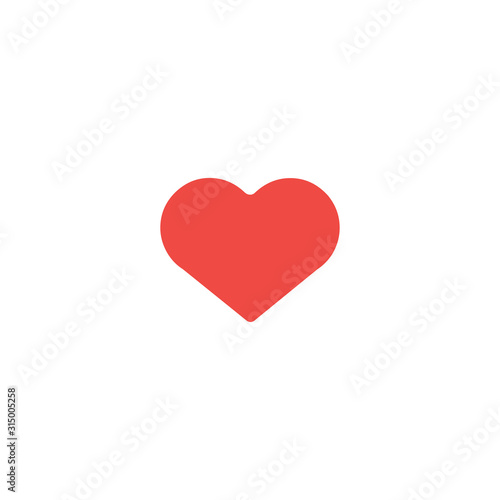 Red heart flat vector Icon. Isolated heart emoji illustration