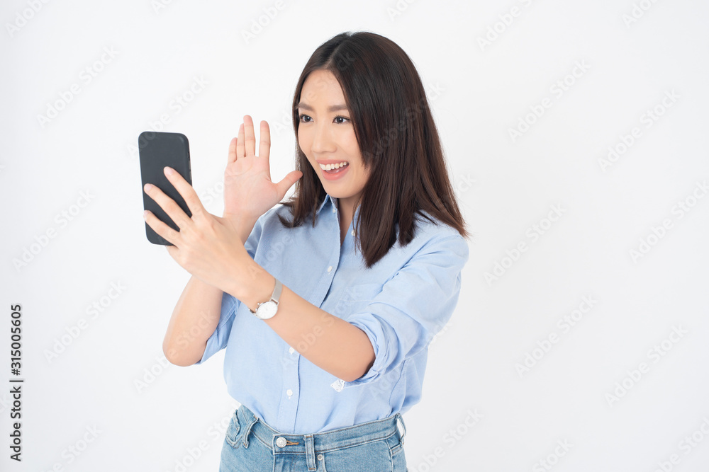 Attractive Asian woman portrait on white background Attractive Asian woman portrait on white background