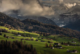 Splendid Swiss Appenzel countryside landscape with lovely warm light