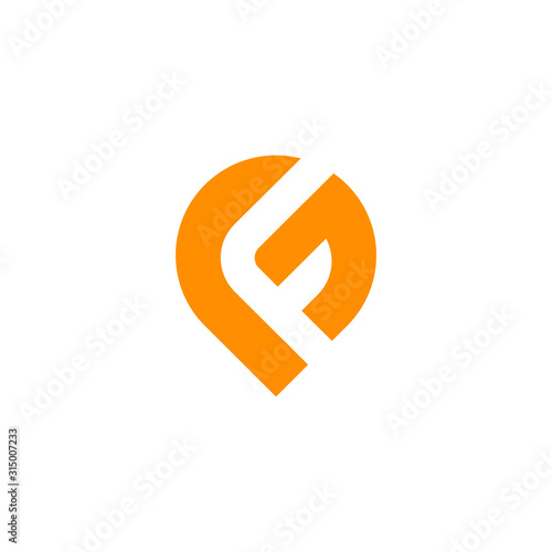 Pin location letter FG logo design