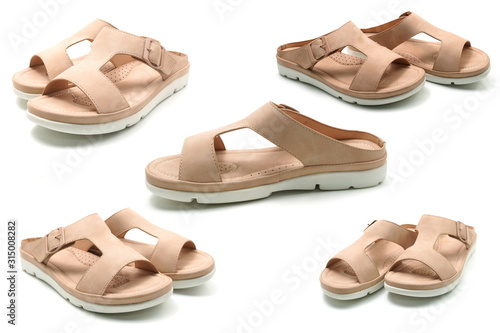 set of Pink sandal isolated on white background