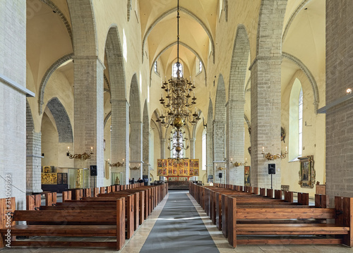 Interior of St. Nicholas Church  Niguliste kirik  in Tallinn  Estonia. The church was founded and built around 1230-1275. The current appearance was obtained in 1405-1420.