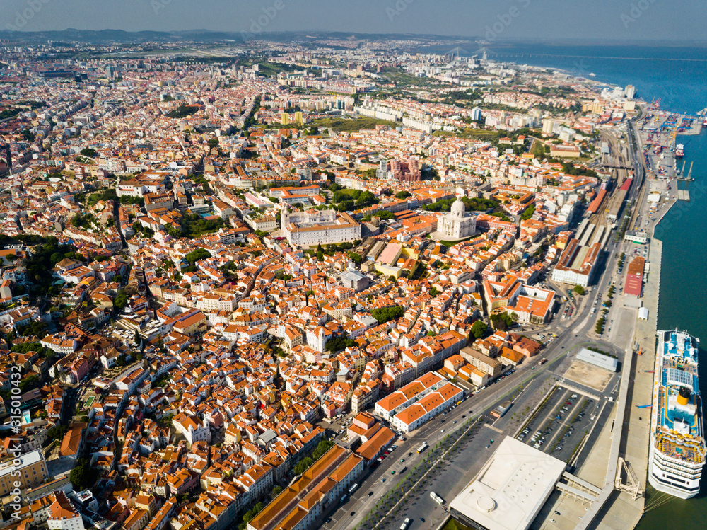 Aerial view of Lisbon with Church of Santa Engracia