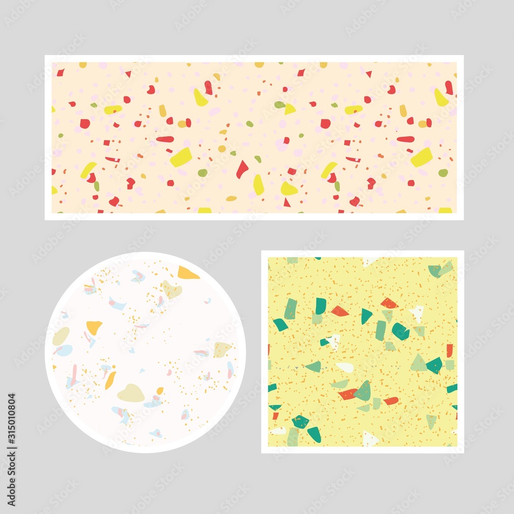 Terrazzo colorful set pattern design. Abstract background pastel color wallpaper vector.