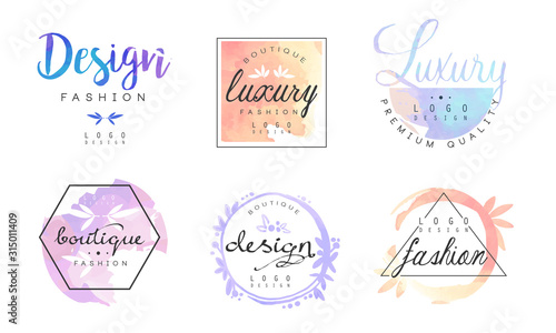Fashion Boutique Logo Design Templates Collection, Premium Quality Badges Vector Illustration