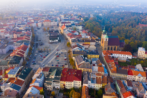 Panoramic view from above on the city Jihlava