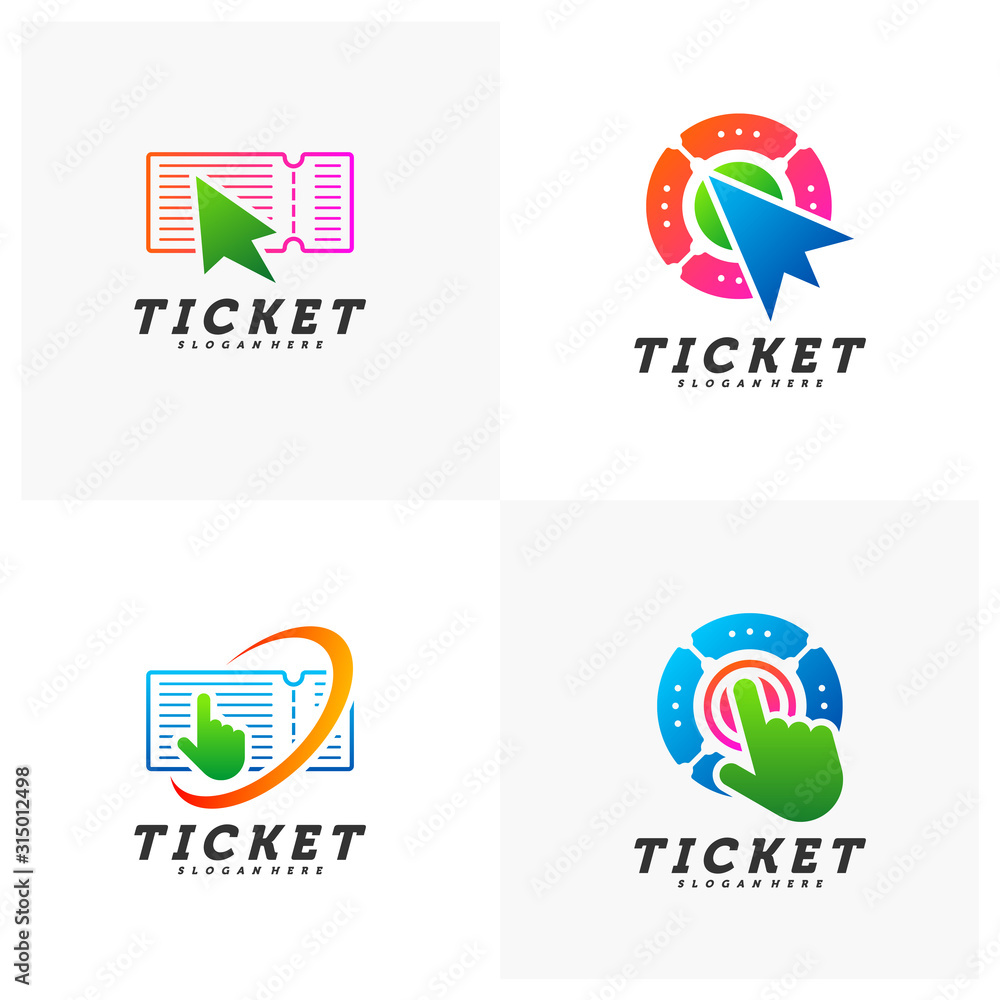 Set of Online Tickets logo design concept vector, Template, Creative design, Icon symbol Set of Online Tickets logo design concept vector, Template, Creative design, Icon symbol