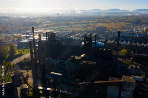 Aerial view of a closed metallurgical plant in Vitkovice (Ostrava). Czech Republic