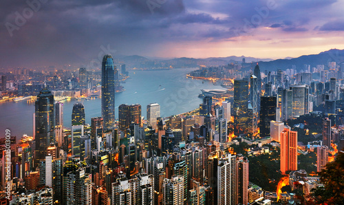 China - Hong Kong panorama at night © TTstudio