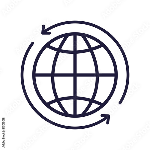 sphere planet with arrows isolated icon