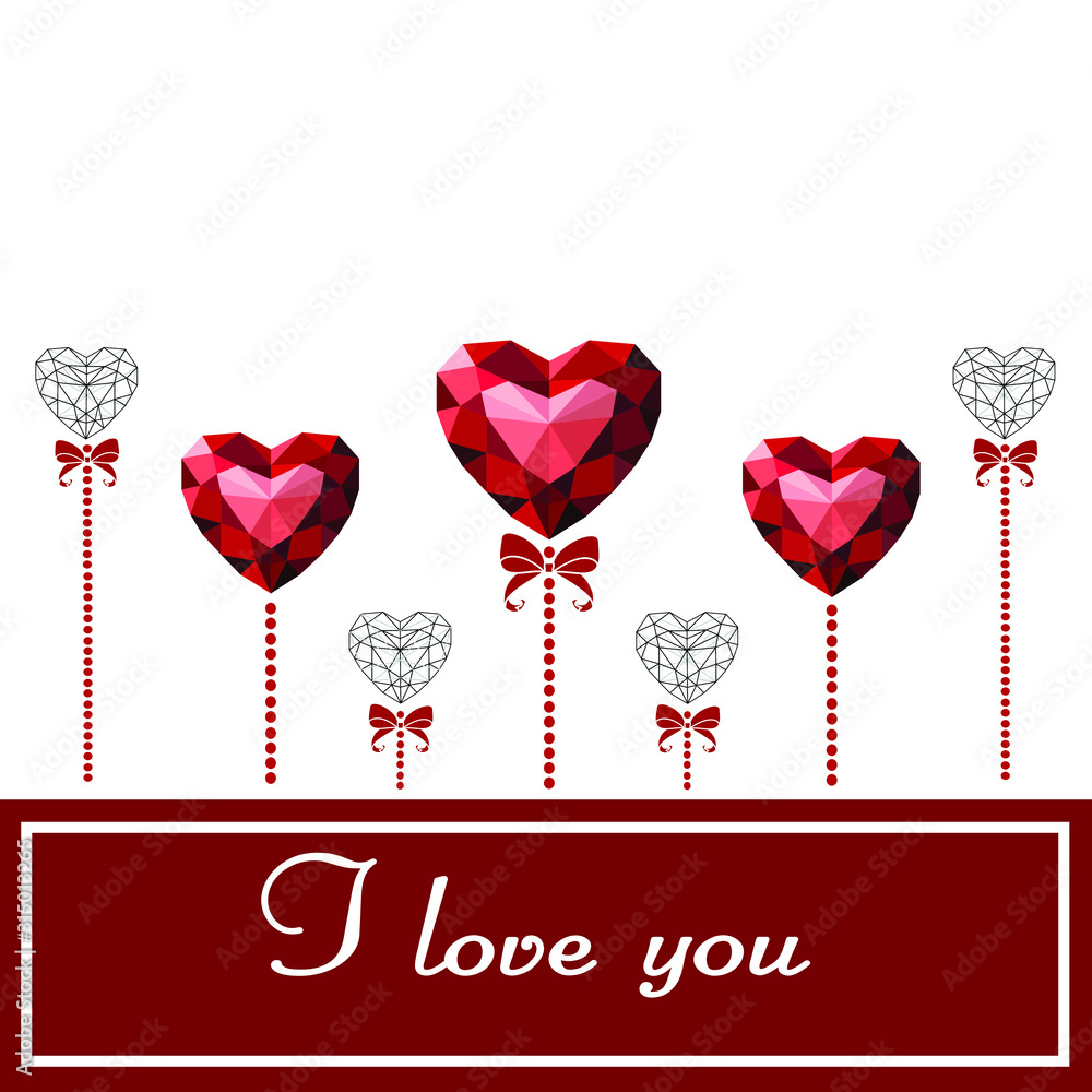 Heart red on white background. The heart is drawn in the style of low poly. Geometric red heart. Heart precious stone. Heart red on white background. The heart is drawn in the style of low poly. Geometric red heart. Heart precious stone.