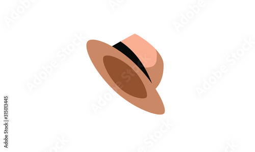 brown fedora hat icon logo design illustration