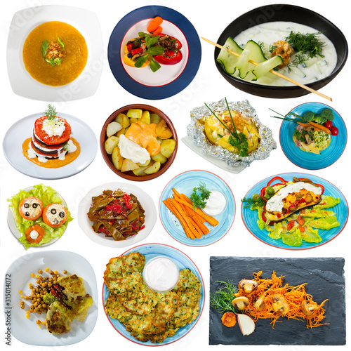 Set of dishes from vegetables