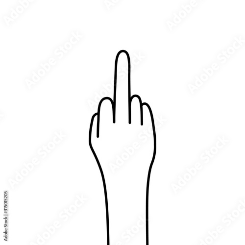 simple thin line black middle finger