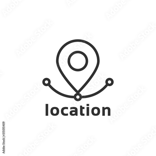 black location pin thin line icon