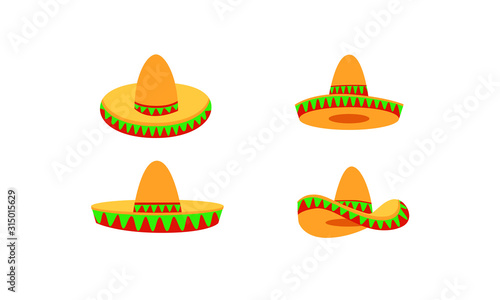 set of Sombrero hat color logo icon design illustration