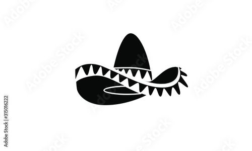 Sombrero black hat logo icon design illustration