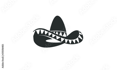 Sombrero black hat logo icon design illustration
