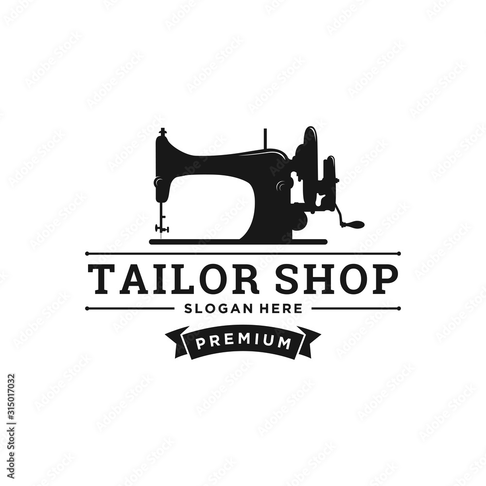 vintage tailor shop logo design, vector concept illustration