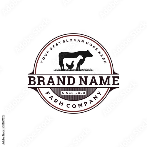 vintage livestock logo design, vector concept illustration