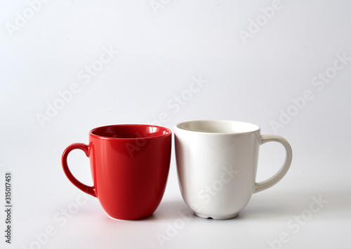 Red and White Glossy Cup against white background