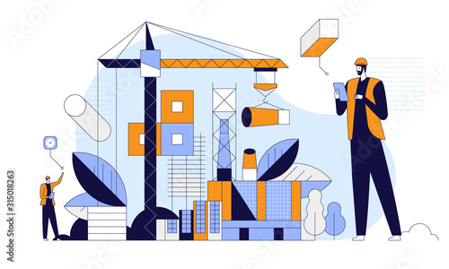 Eco city building flat vector illustration