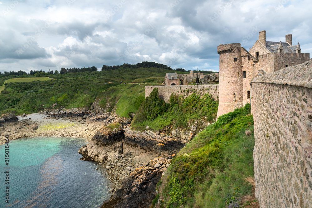 Medieval Fort la Latte built in XIV century near Cape Frehel on Emerald Coast, Brittany, France