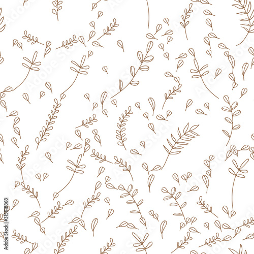 tropical hawaiian outline. Leaf plant botanical floral foliage. Engraved ink art. Seamless background pattern. Fabric wallpaper print texture.