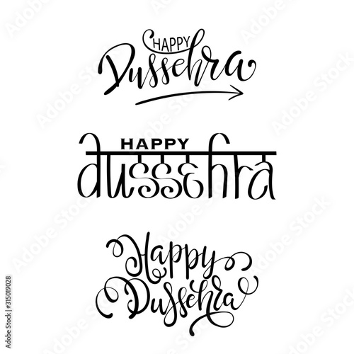 Happy Dussehra lettering. Dussehra Calligraphy Poster Design.