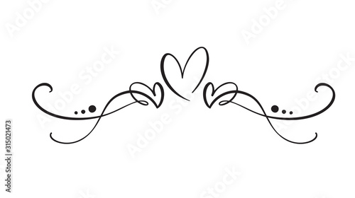 Heart love sign logo. Design flourish element valentine card for divider. Vector illustration. Infinity Romantic symbol wedding. Template for t shirt, card, poster