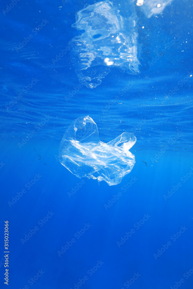 Fototapeta premium Plastic bag in the ocean