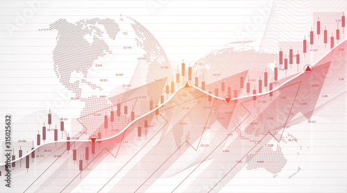 Stock market graph or forex trading chart for business and financial concepts. Stock market data. Bullish point, Trend of graph. Vector illustration.