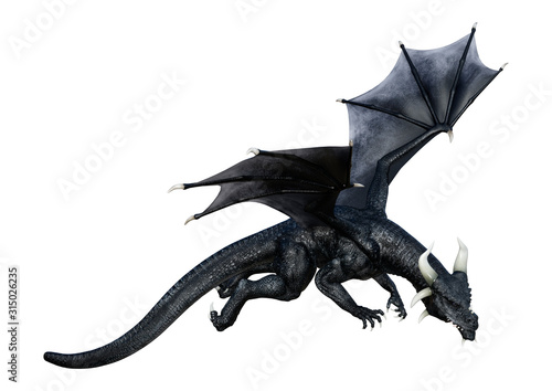 3D Rendering Fairy Tale Dragon on White