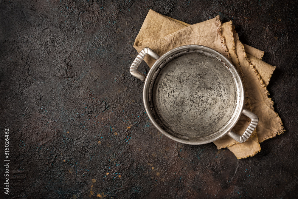 Empty old frying serving pan Empty old frying serving pan