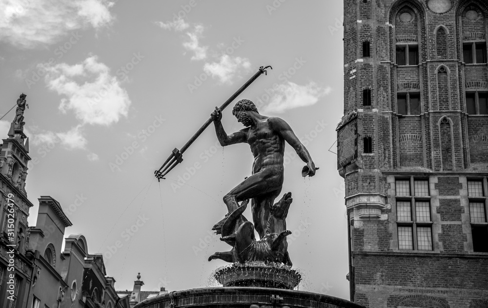 Fototapeta premium Neptune Fountain in the Long Market. Gdansk, Poland