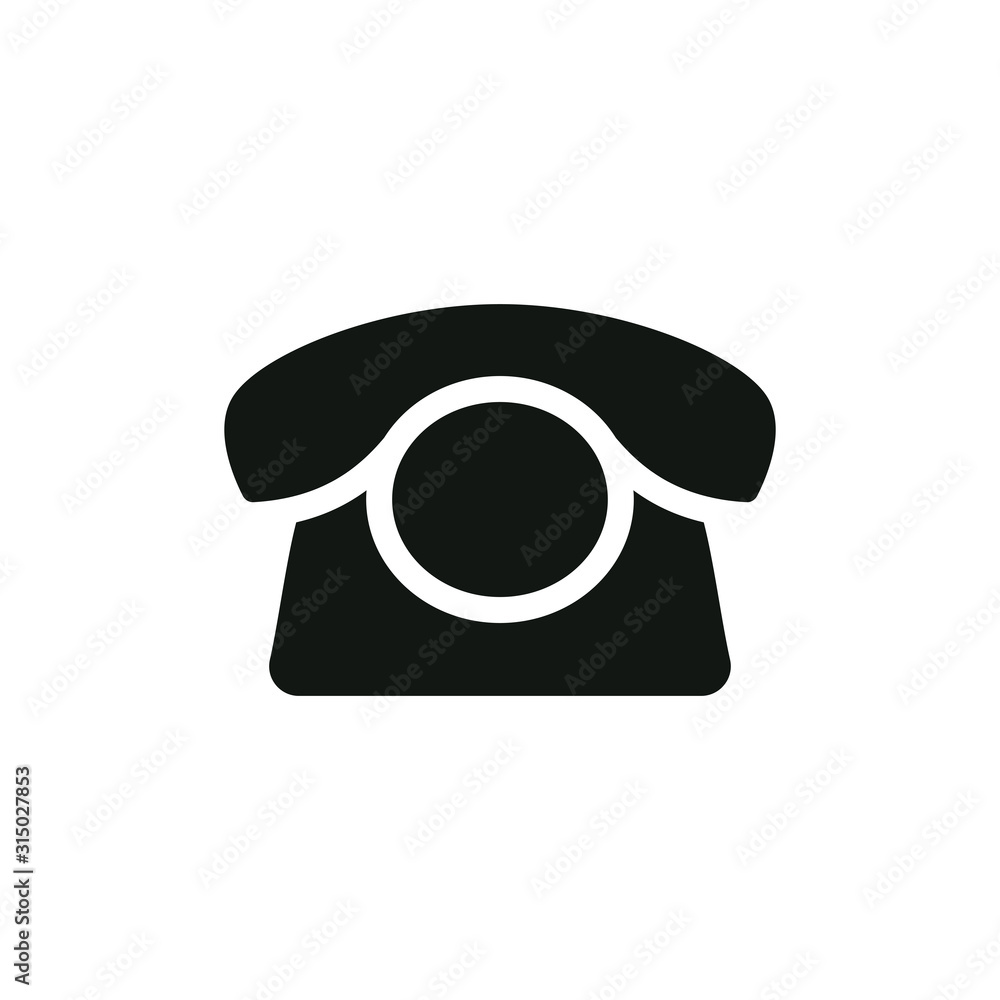 Old telephone, contact button black isolated vector icon. Retro phone symbol. Old telephone, contact button black isolated vector icon. Retro phone symbol.